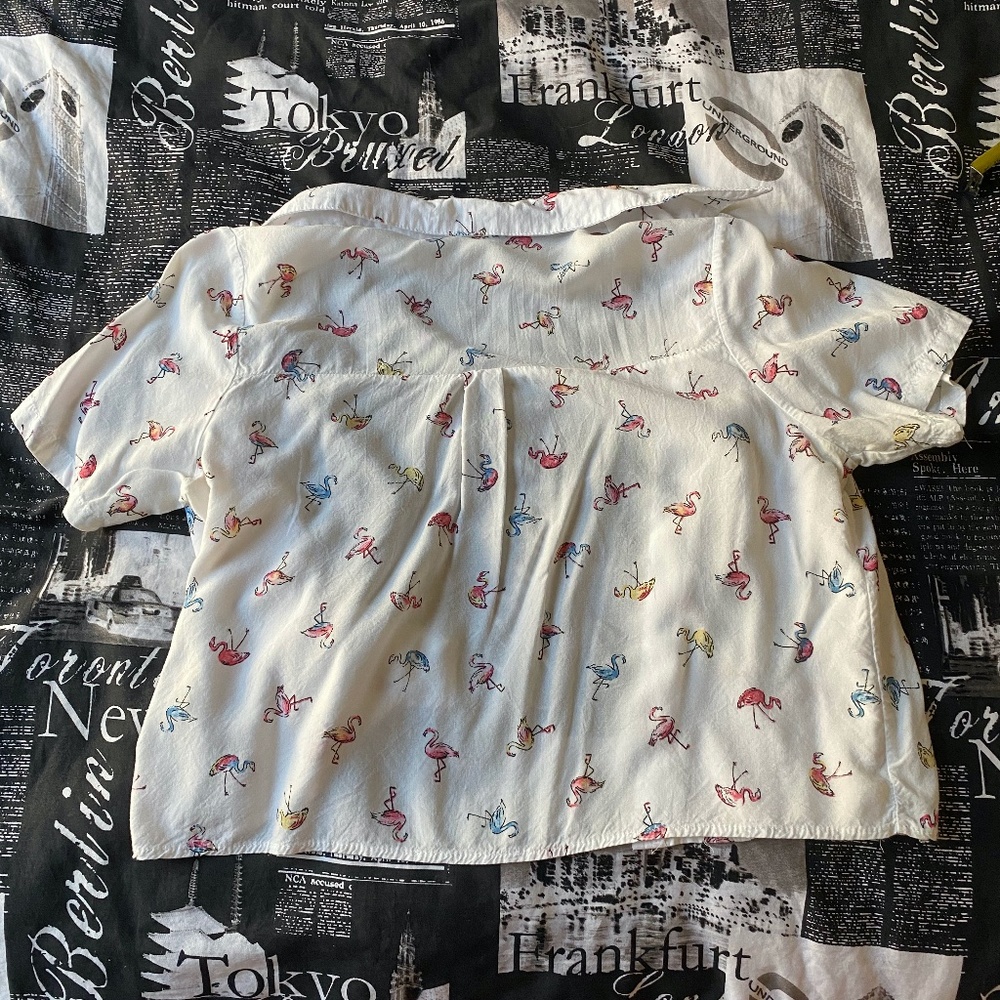 Flamingo Cropped Button Up - Picture 6 of 6
